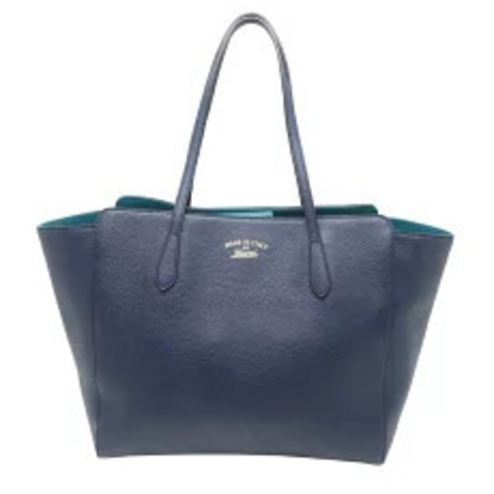 Gucci Swing Tote Bag Leather Navy Blue